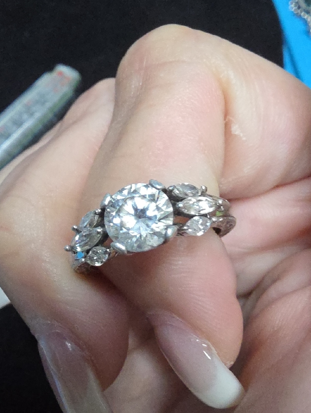 Elegant vintage Sterling Silver Cubic Zerconia engagement ring